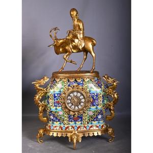 The Crystal Staircase (attributed To), A Japanese-style Clock In Cloisonné Enamel And Gilt Bronze