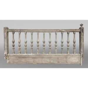 Old-fashioned Railing Or Balustrade In Solid Carved Oak