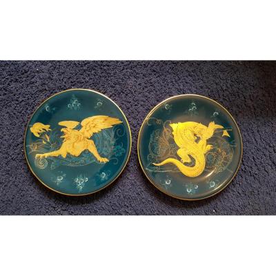 Two Porcelain Aasiettes With Griffons XIX