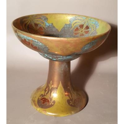 Cup In Earthenware With Reflections Metallic Signed Emile Balon In Blois