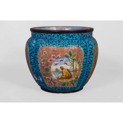 Japonization Vase In Faience Manufacture Jules Viellars & Cie Bordeaux
