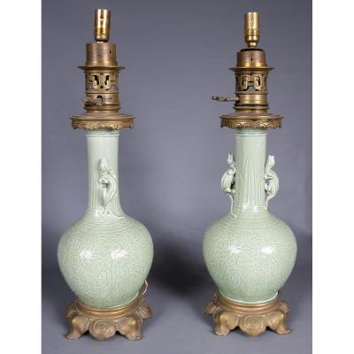 Pair Of Oil Lamps From The End Of The Nineteenth Century