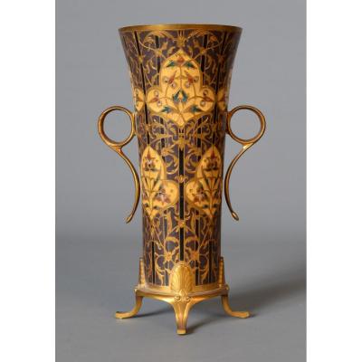 Ferdinand Barbedienne, Bronze Cup And Cloisonné Enamels