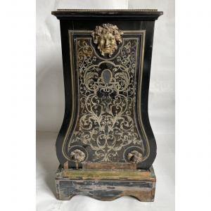 Napoleon III Blackened Wood Base In Marquetry In The Taste Of Boulle