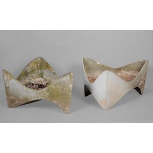 Willy Guhl, Rare Pair Of Dent Planter, Circa 1954