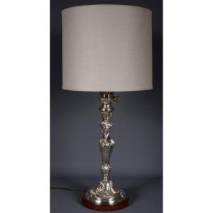 Beautiful Rockery Lamp Base In Silver Metal - Christofle