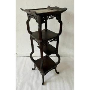 Japanese Ebonized Wood Pedestal Table