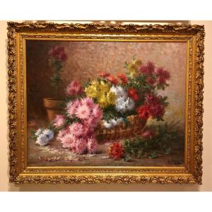 Bouquet Of Dahlias By Gaston Corbier