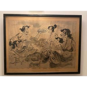 Hendra Gunawan (1918-1983) "family Reunion"