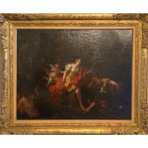 An Oil On Canvas “renaud Et Armide” Attributed To Louis De Silvestre (1675,1760)