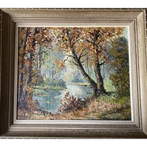 M.schwab (1946) "autumn Landscape" Oil On Canvas