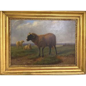 Paul Gelibert (1802-1882) “the Ram” Oil On Canvas