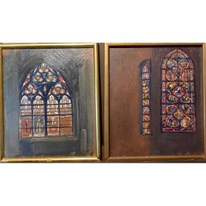 Pierre Labrouche (1876-1956) Pair Of Oils On Panels (pierre Labrouche Workshop)