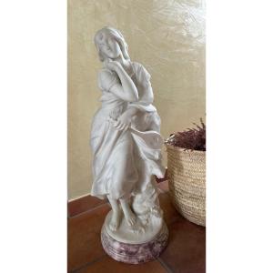Large 19th Century Marble Sculpture Signed 