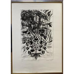 Mario Abis (1924-2004) "fiori", 1973 - Original Signed Etching And Aquatint