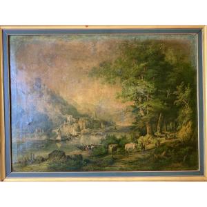Chromolithograph Mounted On Canvas With Highlights – Hermann Bennekenstein, Circa 1880