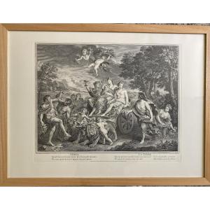 Large Allegorical Engraving After Louis De Boullogne – “the Earth” – Chalcography Of The Louvre