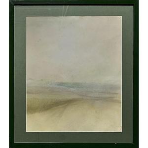 François Crabit (xxᵉ) Marine View On Dune – 1982 Pastel Monogrammed Lower Right Fc 
