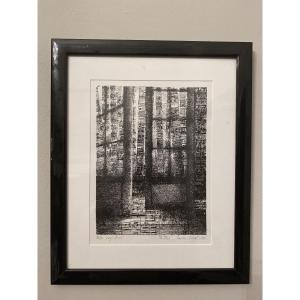 François Crabit (20th-21st) – “la Pluie” – 1990 Original Print – Limited Edition N° 20/30 – 