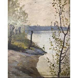 Xavier Desparret-fitzgerald (1861-1941) Banks Of The Garonne Oil On Panel Signed Lower Left
