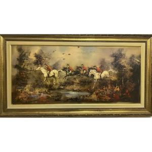 Cont I – Hunt – Oil On Canvas – Large Format – Gold Frame
