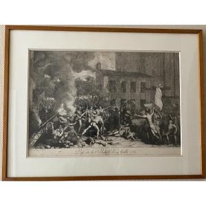 Charles Thévenin (1764-1838) – “storming Of The Bastille, July 14, 1789” – Original Engraving