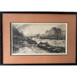 Lucien Gautier (1850–1925) — Etching “banks Of The Seine” — 1880 — Japanese Paper