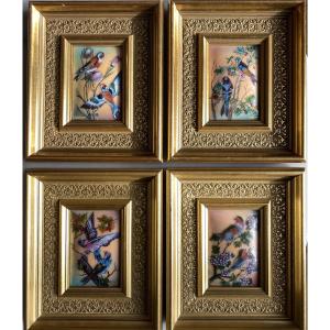 4 Limoges Enamels Signed Michel Bétourné