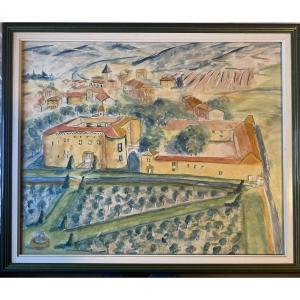 Marthe Mootz (1915–1988) Catalan Convent And Wine Landscape