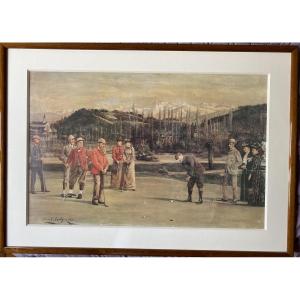 Golf Scene In Pau - After Allen C. Sealy (1893) - Lewis Hornor -