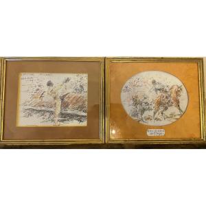 Luis García Campos (1928-2011) - Pair Of Expressionist Bullfighting Compositions