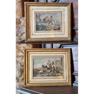 Two 18th Century Aquatints Of Pastoral Scenes From Loutherbourg