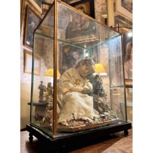 Baby Jesus In Wax Under A Bell Jar, 19th Century