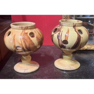 Pair Of Terracotta Bulb Pots 