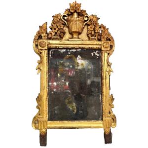 Louis XVI Style Mirror With Pediment, 18th Century
