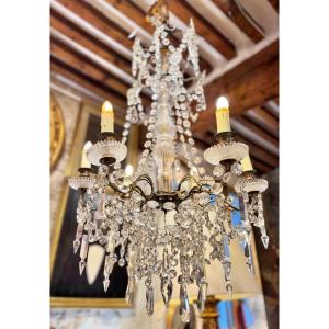 Six-arm Crystal Chandelier – Cascade Model – Late 19th Century