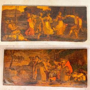 A Series Of Four Antique Colored Engravings After Jacques Stella 