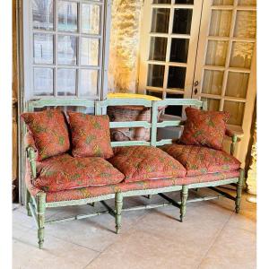 Large Provençal Radassier Three-seater Straw-coated Chair – 18th Century – Louis XVI