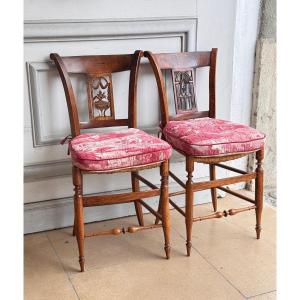 Pair Of Directoire Period Chairs, Late 18th Century