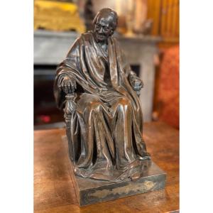 Voltaire Seated, After Jean-antoine Houdon (1741-1828) – 19th Century Bronze