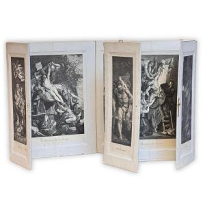 Triptych Of Engravings After Rubens - Scenes From The Passion - XIXth Century