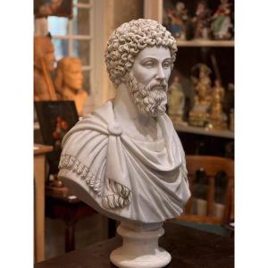 White Marble Bust Of Marcus Aurelius, Early 20th Century