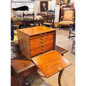 Mahogany Collection Chest With Six Compartmentalized Drawers, Late 19th Century