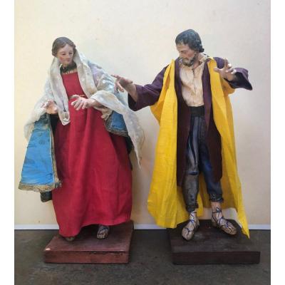 Joseph Et Marie: Couple Of Neapolitan Crib Characters, 18th,