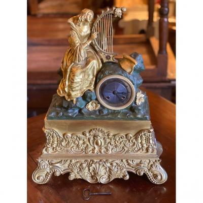 Charles X Gilt And Oxidized Bronze Clock, Early 19th Century