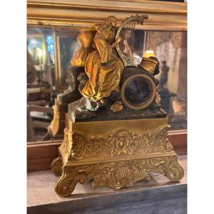 Charles X Gilt And Oxidized Bronze Clock, Early 19th Century