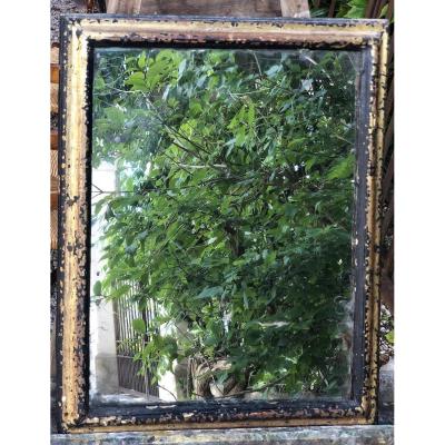 17th-century Gilt And Painted Wood Mirror, Original Patina