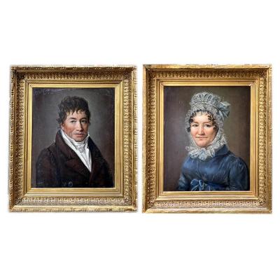 Two Portraits 1820 Oils On Panels