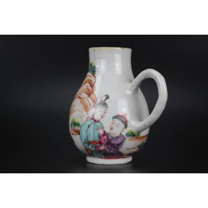 Chinese Porcelain Qianlong Milk Jug Famille Rose Mandarin Qing Dynasty Antique 18th Century