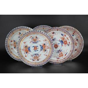 Kangxi Chinese Porcelain Imari Dishes 5x 18th Century Qing Dynasty Chinese Imari Plates